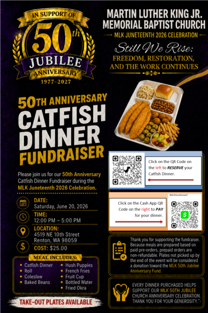 50th Anniversary Catfish Dinner Fundraiser flyer
